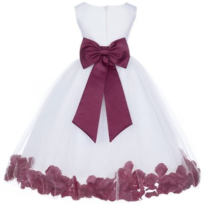 Wedding Rose Petals White Tulle Flower Petals Girl Toddler Gown Handmade 302T s