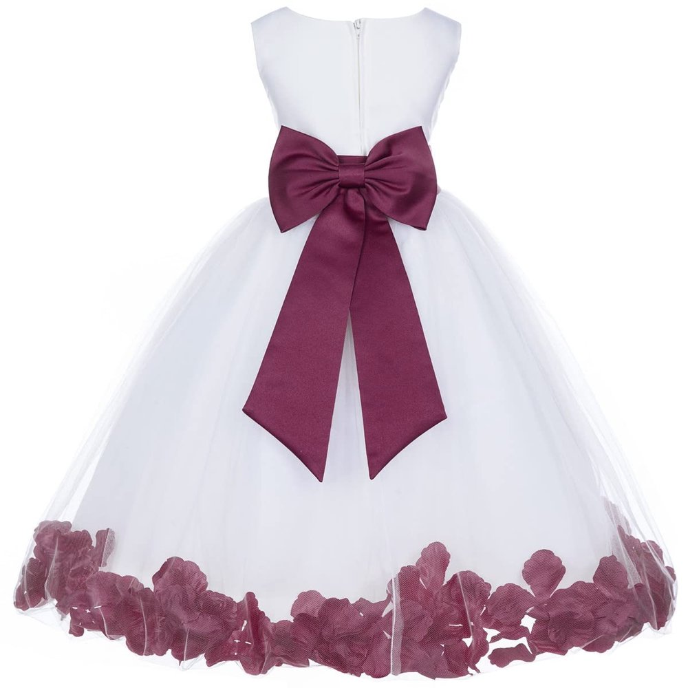 Wedding Rose Petals White Tulle Flower Petals Girl Toddler Gown Handmade 302T s