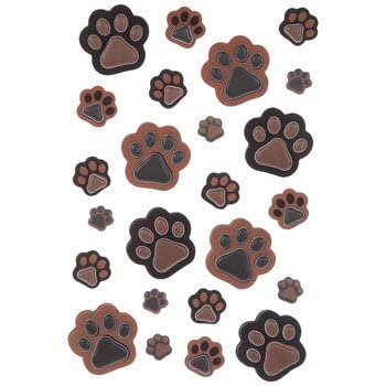 Brown Black 3D Paw Print Stickers 24 Pieces Dog/Cat