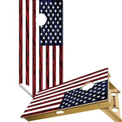Cornhole Board Vinyl Wrap Decals (Set of 2) Patriotic Bean Bag Toss Wrap Stickers (Classic Flag)