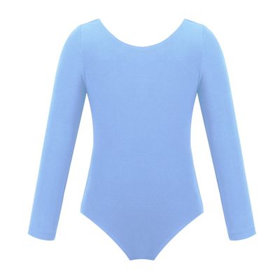 Moily Kids Girls Turtle Neck Long Sleeve Solid Color Gymnastics Leotard Ballet Dance Unitard Sports Top U-Blue 2-3