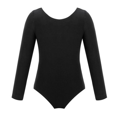 Moily Kids Girls Turtle Neck Long Sleeve Solid Color Gymnastics Leotard Ballet Dance Unitard Sports Top U-Black 8-10