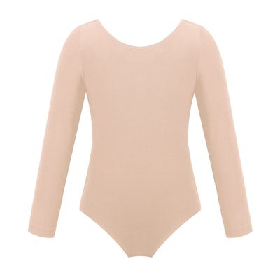 Moily Kids Girls Turtle Neck Long Sleeve Solid Color Gymnastics Leotard Ballet Dance Unitard Sports Top U-Apricot 2-3