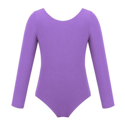 Moily Kids Girls Turtle Neck Long Sleeve Solid Color Gymnastics Leotard Ballet Dance Unitard Sports Top U-Lavender 2-3