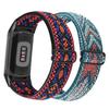 Abanen 2 Pack Elastic Bands for Fitbit Charge 6 / Charge 5, Soft Nylon Stretchy Embroidery Loop Breathable Wristband Strap with Adjustable Clasp for Charge 5 Advanced Tracker (Blue Pink- Red Orange)