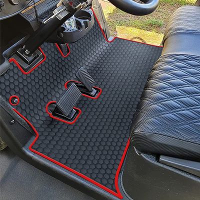 Matericuo Golf Cart Floor Liner Mat Full Coverage Custom Fit for EZGO RXV (2008-UP) & 2Five (2009-UP) Red