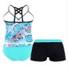 HULIJA Kids Girls 3 Piece Tankini Floral Printed Tanks Tops with Boyshorts Bottoms Bathing Suit Swimsuit Green-Palm-Leaves 8 Years view 4