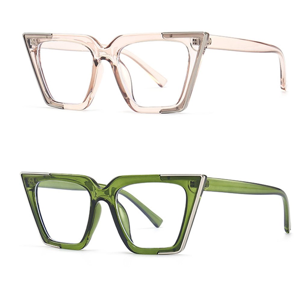 bullabulling Retro Cat Eye Blue Light Blocking Glasses for Women Ladies Eyewear (light pink/green, 1.75)