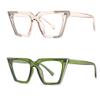 bullabulling Retro Cat Eye Blue Light Blocking Glasses for Women Ladies Eyewear (light pink/green, 1.75) view 1