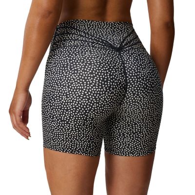 Aoxjox Trinity Workout Biker Shorts for Women Tummy Control High Waisted Exercise Athletic Gym Running Yoga Short 6" (Black Dot Print, Medium)
