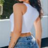 Yeawinta Crop Tank Top for Women Workout Shirts Cropped Tanks Sleeveless Gym Clothes Yoga High Neck Crop Top 2 Pack Black/White L view 2