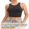 Yeawinta Crop Tank Top for Women Workout Shirts Cropped Tanks Sleeveless Gym Clothes Yoga High Neck Crop Top 2 Pack Black/White L view 3