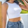 Yeawinta Crop Tank Top for Women Workout Shirts Cropped Tanks Sleeveless Gym Clothes Yoga High Neck Crop Top 2 Pack Black/White L view 4