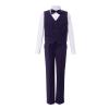 IWEMEK Boys 4 Pieces Formal Suit Vest Set Slim Fit Suit Long Sleeve Shirts + Vest+Pants + Bow Tie Black Formal Dresswear Gentleman Suits Wedding Party Communion Tuxedo Outfits Purple 13-14 Years view 1