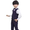 IWEMEK Boys 4 Pieces Formal Suit Vest Set Slim Fit Suit Long Sleeve Shirts + Vest+Pants + Bow Tie Black Formal Dresswear Gentleman Suits Wedding Party Communion Tuxedo Outfits Purple 13-14 Years view 3