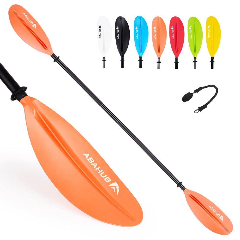 Abahub 1 x Kayak Paddles, 95 Inch Kayaking Oars for Boating, Canoeing with Extra Paddle Leash, Aluminum Alloy Shaft Orange Plastic Blade