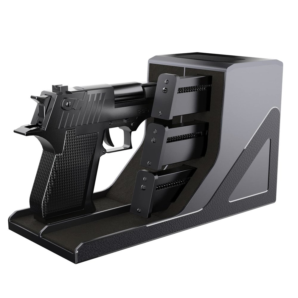 NSWERN Universal Handgun Storage - Pistol Rack for Gun Safe, 1 Gun Holder, 3 Mag Slots, Fits Most Pistols