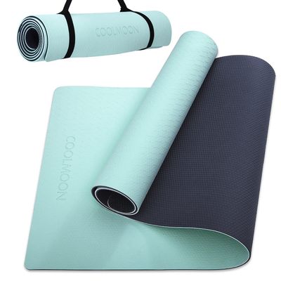 COOLMOON Yoga Mat Non Slip, Anti-Tear 1/4 Thick TPE Yoga Mats for Women and Men, 72"x24" Exercise & Fitness Mat with Carrying Strap, Workout Mats for Yoga, Pilates and Floor Exercise