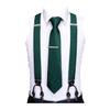 Barry.Wang Men Suspender Set with Necktie Elastic Y Type Heavy Duty 6 Clips Braces Designer Gift (Dark Green) view 3