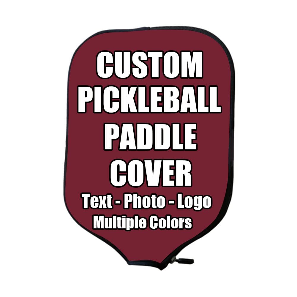 iPrint Custom Pickle Ball Paddles Cover with Your Image Photo Text or Logo, Personalized Paddles Covers Sleeves Fits Most Rackets, 8.26 x 11.61 inch, Dark Red