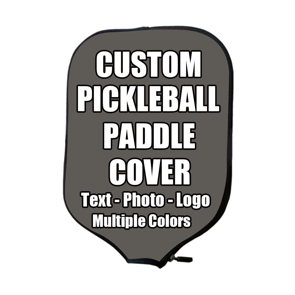 iPrint Custom Pickle Ball Paddles Cover with Your Image Photo Text or Logo, Personalized Paddles Covers Sleeves Fits Most Rackets, 8.26 x 11.61 inch, Charcoal