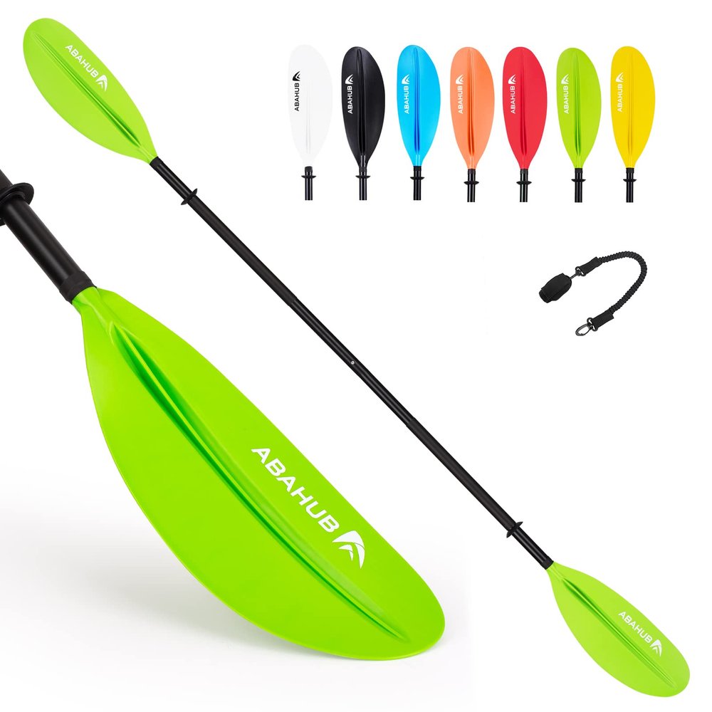 Abahub 1 x Kayak Paddles, 86 Inch Kayaking Oars for Boating, Canoeing with Extra Paddle Leash, Aluminum Alloy Shaft Green Plastic Blade