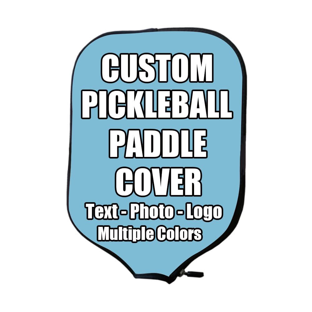 iPrint Custom Pickle Ball Paddles Cover with Your Image Photo Text or Logo, Personalized Paddles Covers Sleeves Fits Most Rackets, 8.26 x 11.61 inch, Sky Blue