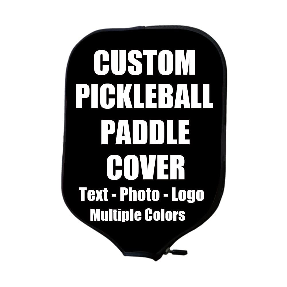 iPrint Custom Pickle Ball Paddles Cover with Your Image Photo Text or Logo, Personalized Paddles Covers Sleeves Fits Most Rackets, 8.26 x 11.61 inch, Black