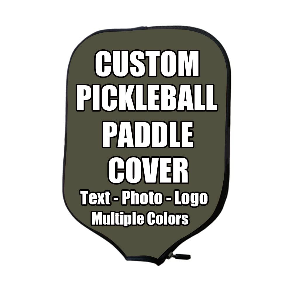 iPrint Custom Pickle Ball Paddles Cover with Your Image Photo Text or Logo, Personalized Paddles Covers Sleeves Fits Most Rackets, 8.26 x 11.61 inch, Military Green