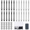 24 Pieces Aluminum Dart Shafts Shafts for Darts Steel Tip Soft Tip Dart Accessories 1.97 Inches Hard Metal Dart Stems with Rubber O Rings Darts Sharpener for Sports Outdoor Dart Flight (Black, Silver)