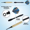24 Pieces Aluminum Dart Shafts Shafts for Darts Steel Tip Soft Tip Dart Accessories 1.97 Inches Hard Metal Dart Stems with Rubber O Rings Darts Sharpener for Sports Outdoor Dart Flight (Black, Silver) view 4