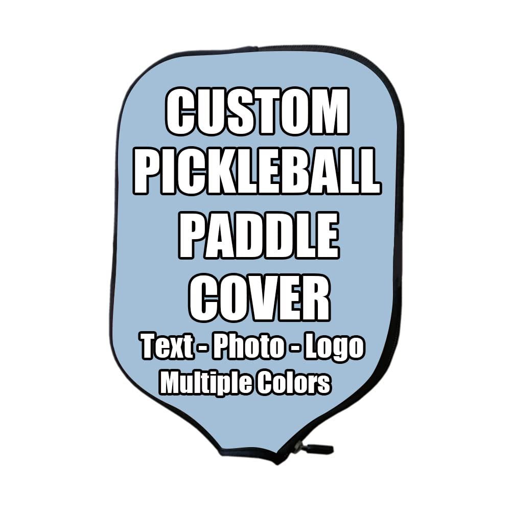 iPrint Custom Pickle Ball Paddles Cover with Your Image Photo Text or Logo, Personalized Paddles Covers Sleeves Fits Most Rackets, 8.26 x 11.61 inch, Light Blue