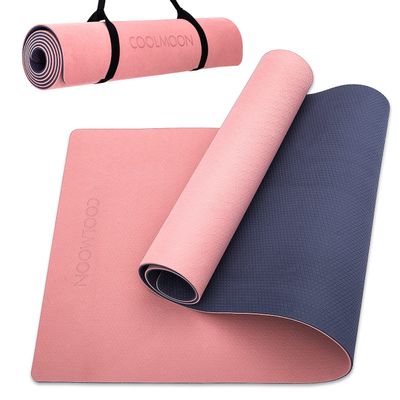 COOLMOON Yoga Mat Non Slip, Anti-Tear 1/4 Thick TPE Yoga Mats for Women and Men, 72"x24" Exercise & Fitness Mat with Carrying Strap, Workout Mats for Yoga, Pilates and Floor Exercise