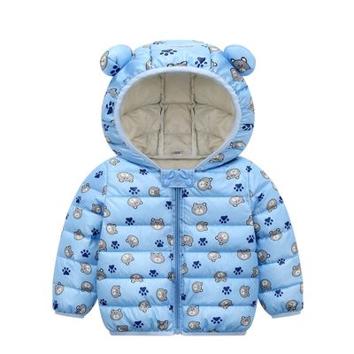 Ikevan 6M-4T Baby Boys Girls Cute Bear Ear Zipper Coat with Pocket Winter Thick Warm Long Sleeve Hoodie Jacket Outerwear Coat (Blue, 6-12 months)