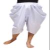 RaanPahMuang Sukhothai Traditional Mixed Fabric JonGrabaen Thai Pants, Small-Medium, Silk - White A view 1