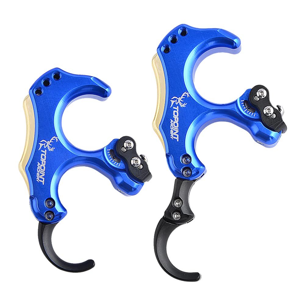 AMEYXGS Archery Back-Tension Release 3/4 Finger Bow Release aid Adjustable Stroke and Sensitivity (Royal Blue)