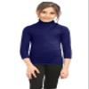 Girls Boys Turtle Polo Neck T-Shirt Kids Long Sleeve Plain Casual Basic Tee Top Navy view 1