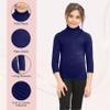 Girls Boys Turtle Polo Neck T-Shirt Kids Long Sleeve Plain Casual Basic Tee Top Navy view 4