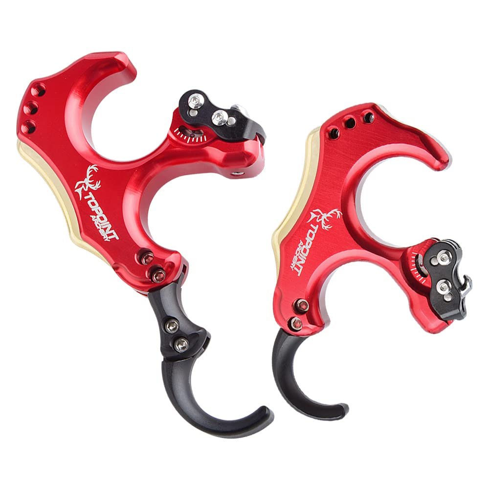 AMEYXGS Archery Back-Tension Release 3/4 Finger Bow Release aid Adjustable Stroke and Sensitivity (Red)