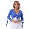 renvena Women's 3/4 Sleeve Latin Dance Top Ballet Salsa Tie Wrap Ballroom Dancing Bolero Shrugs Cardigan Royal Blue One Size view 3