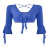 renvena Women's 3/4 Sleeve Latin Dance Top Ballet Salsa Tie Wrap Ballroom Dancing Bolero Shrugs Cardigan Royal Blue One Size view 4