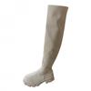 Bcshiye Platform Thigh High Boots for Women Casual Stretchy Knitted Winter Chunky Mid Heels Over The Knee Long Boots view 3