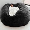 QAIOXINGXING Bean Bag Chair Cover, 7FT Giant Breathable and Comfortable for Adult Living Room Light Grey Big Round Soft Fluffy Faux Fur BeanBag Lazy Sofa (No Filler) 180X90cm view 1