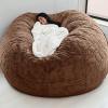 QAIOXINGXING Bean Bag Chair Cover, 7FT Giant Breathable and Comfortable for Adult Living Room Light Grey Big Round Soft Fluffy Faux Fur BeanBag Lazy Sofa (No Filler) 180X90cm view 1