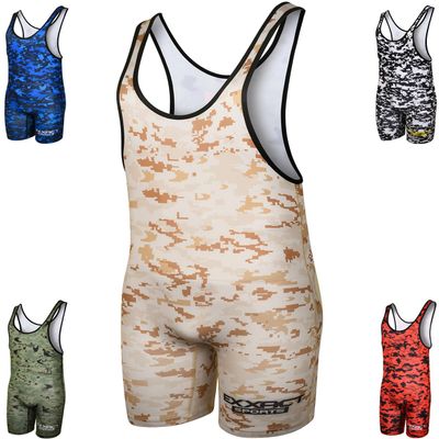 Exxact Sports Digital Camouflage Men's Wrestling Singlet, High-Performance Powerlifting Singlet, Wrestling Singlets for Men (A2XL, Desert Camo)