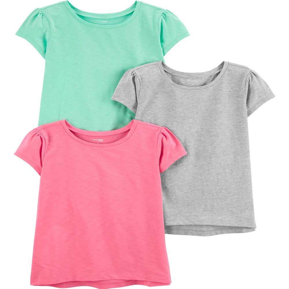 Simple Joys by Carter's Little Girls' 3-Pack Solid Short-Sleeve Tee Shirts