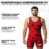 Exxact Sports Digital Camouflage Men's Wrestling Singlet, High-Performance Powerlifting Singlet, Wrestling Singlets for Men (AL, Red Camo) view 2