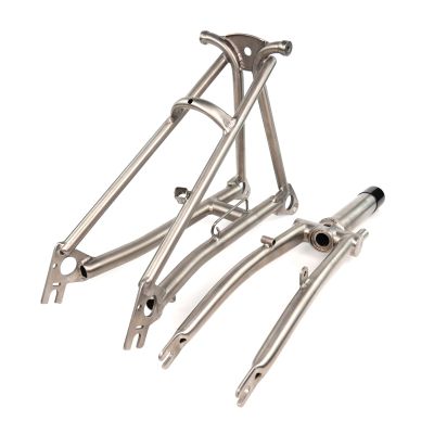 TIBROMTACK Titanium Fork and Rear Triangle for Brompton Bicycle 16 Inches Ultra Light Folding Bike Grade9 Ti Frame (Sandblast)