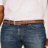 Nautica Mens Signature Leather and Canvas Belt | Classic | Casual | Nautical | Metal Buckle - Cognac, 44" view 2