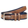 Nautica Mens Signature Leather and Canvas Belt | Classic | Casual | Nautical | Metal Buckle - Cognac, 44" view 3